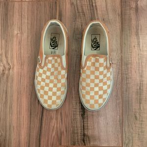 Yellow Checkered Slip on Vans